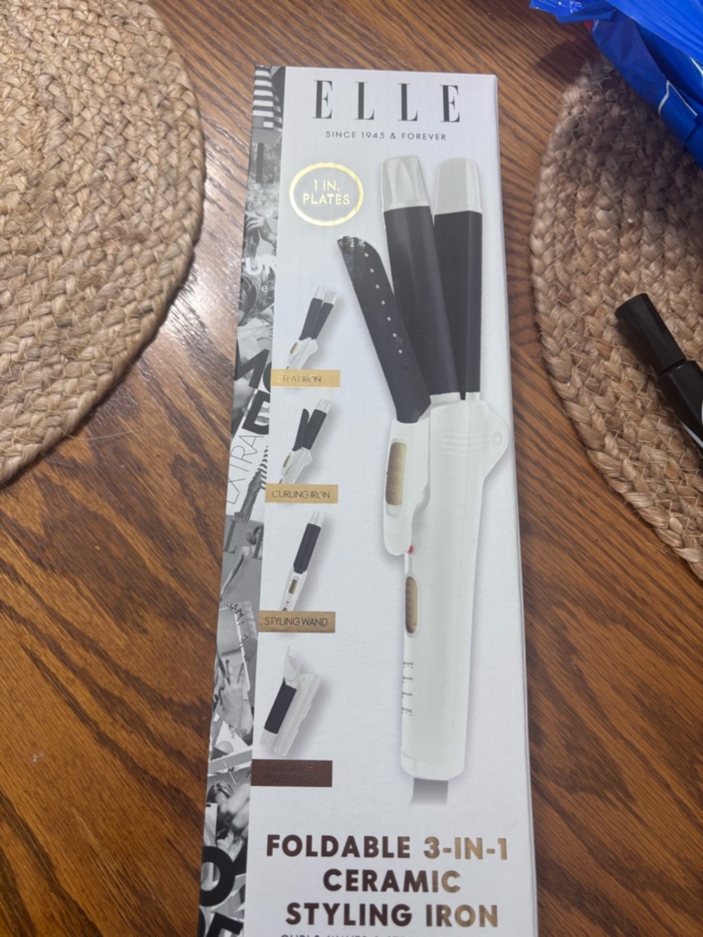 Elle Foldable 3-in-1 Ceramic Styling Iron - White & Gold